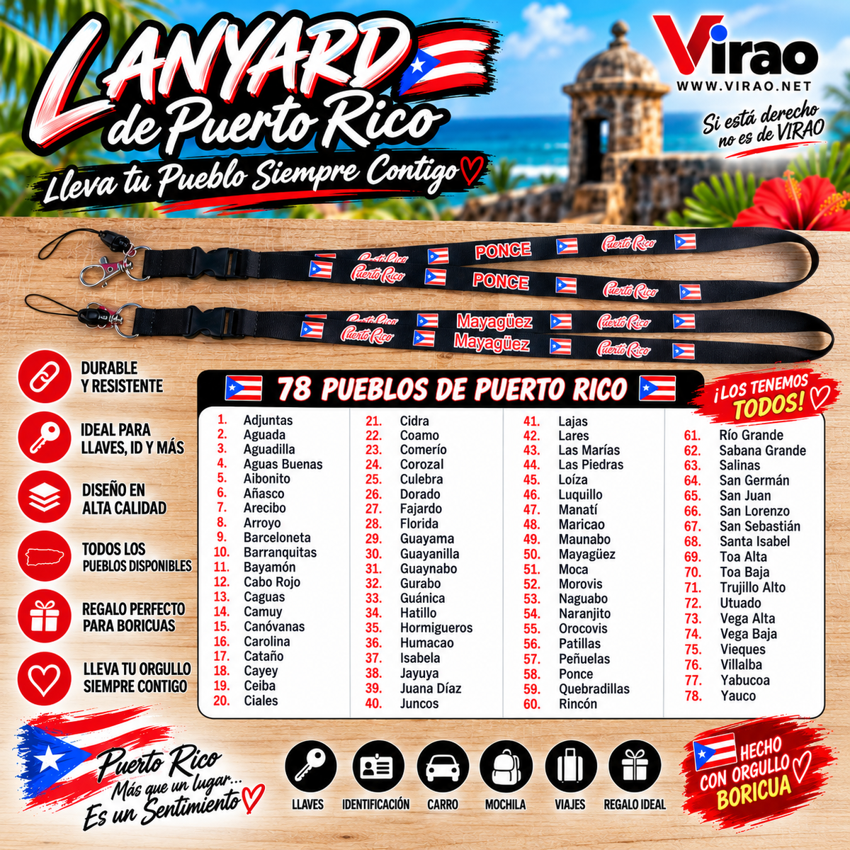 Lanyard de los Pueblos de Puerto Rico