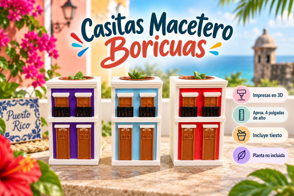 🏠🌺 Casita Macetero Boricua impresa en 3D 🌺🏠