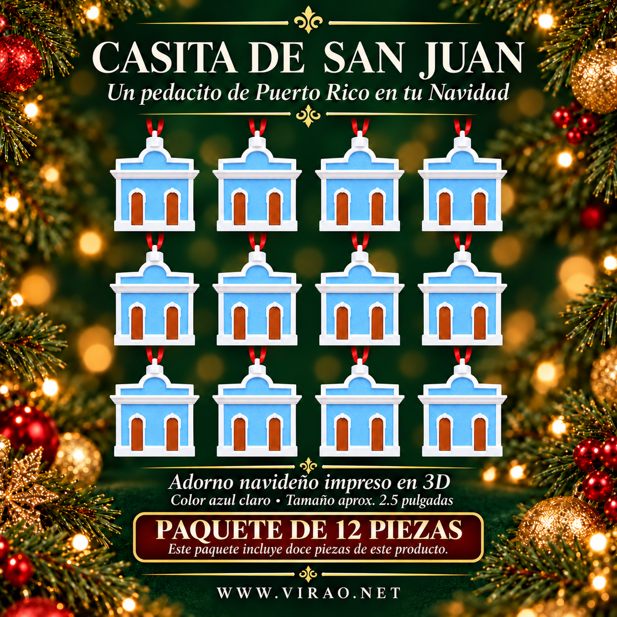 Casitas de San Juan — Adornos Navideños en 3D Estilo 2