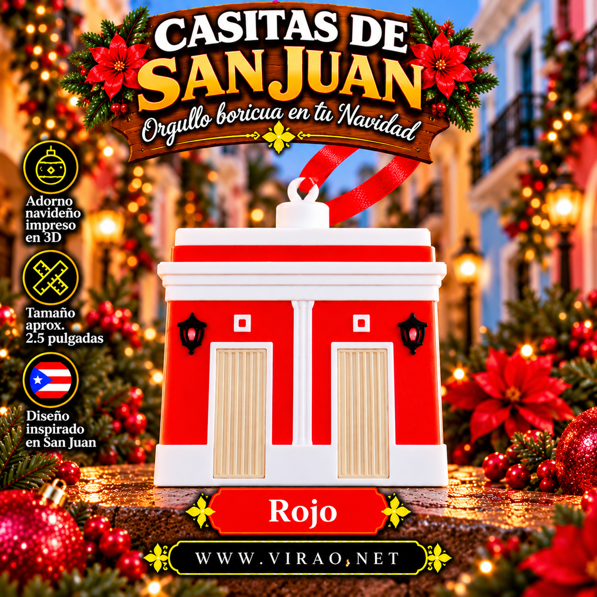 Casitas de San Juan — Adornos Navideños en 3D Estilo 5