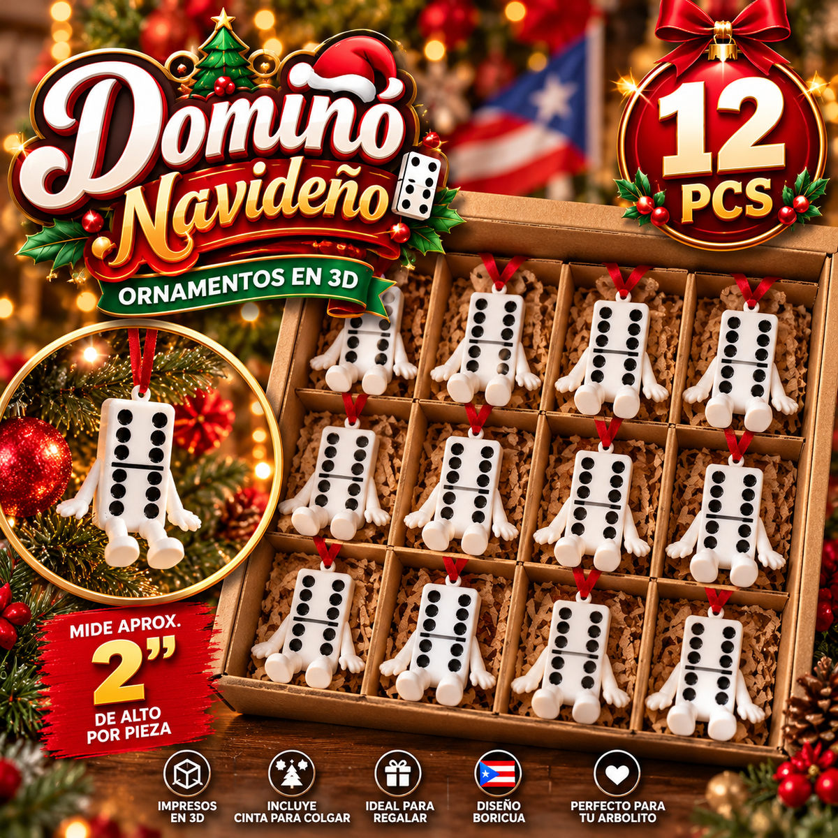 DOMINÓ NAVIDEÑO – ORNAMENTO 3D