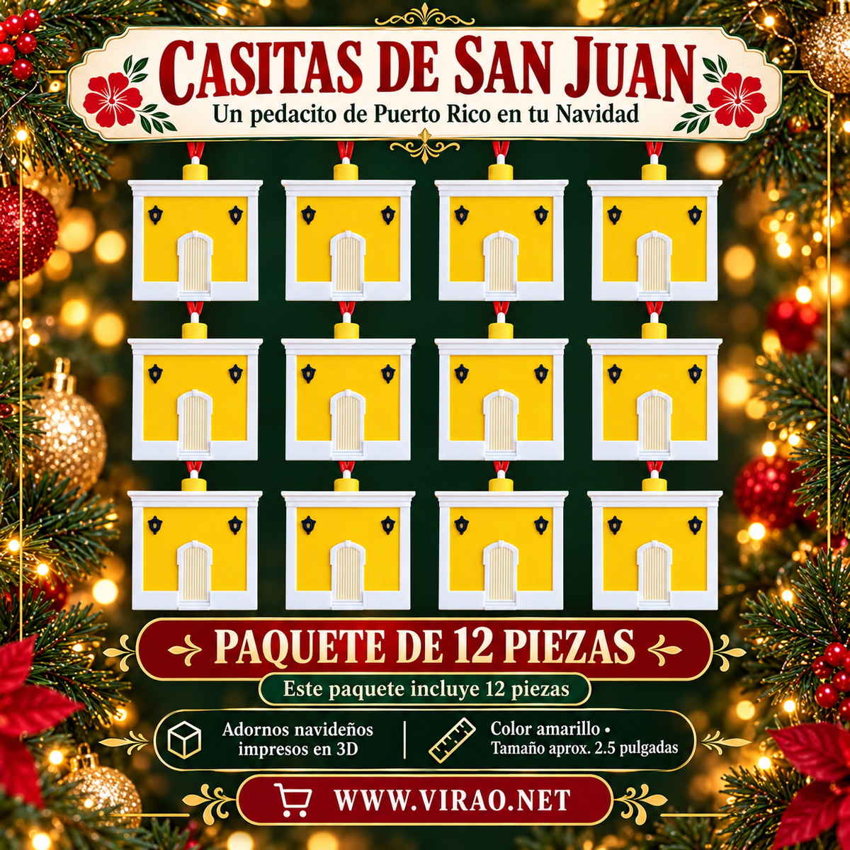 Casitas de San Juan  —  Adornos Navideños en 3D Estilo 1
