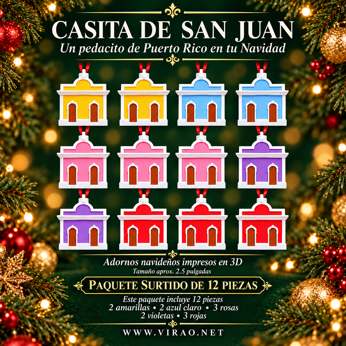 Casitas de San Juan — Adornos Navideños en 3D Estilo 2