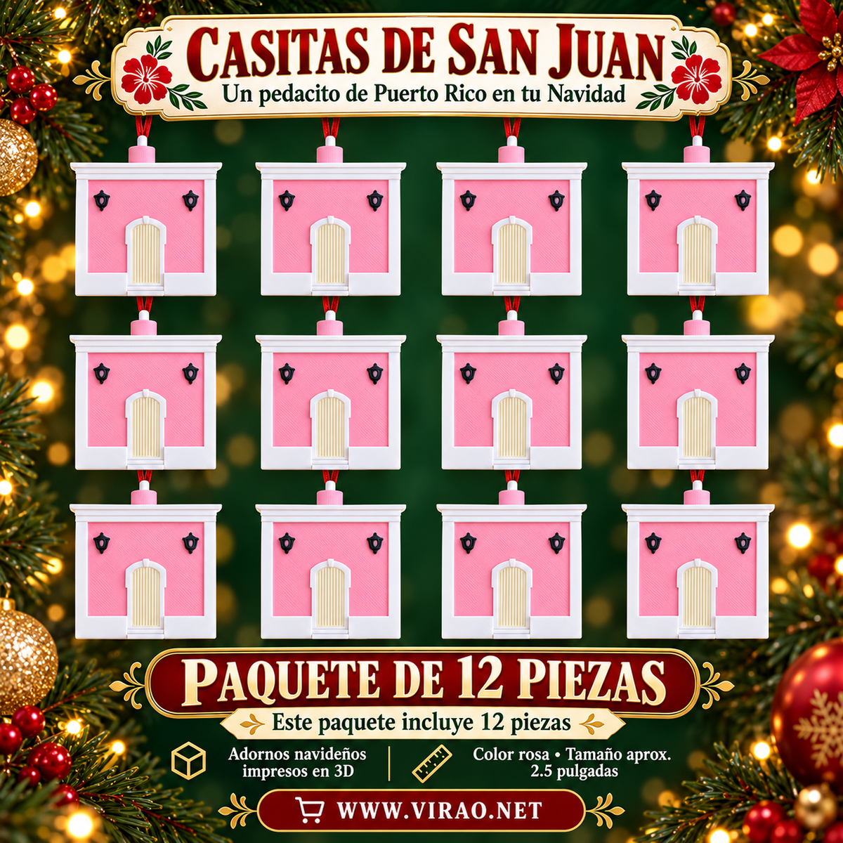 Casitas de San Juan  —  Adornos Navideños en 3D Estilo 1