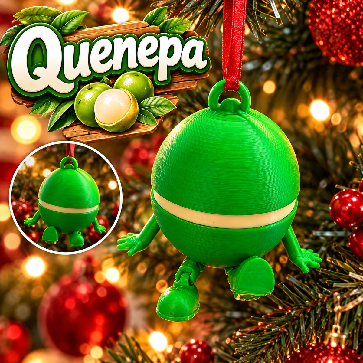 Quenepa Navideña 3D – Decoración para el Árbol de Navidad