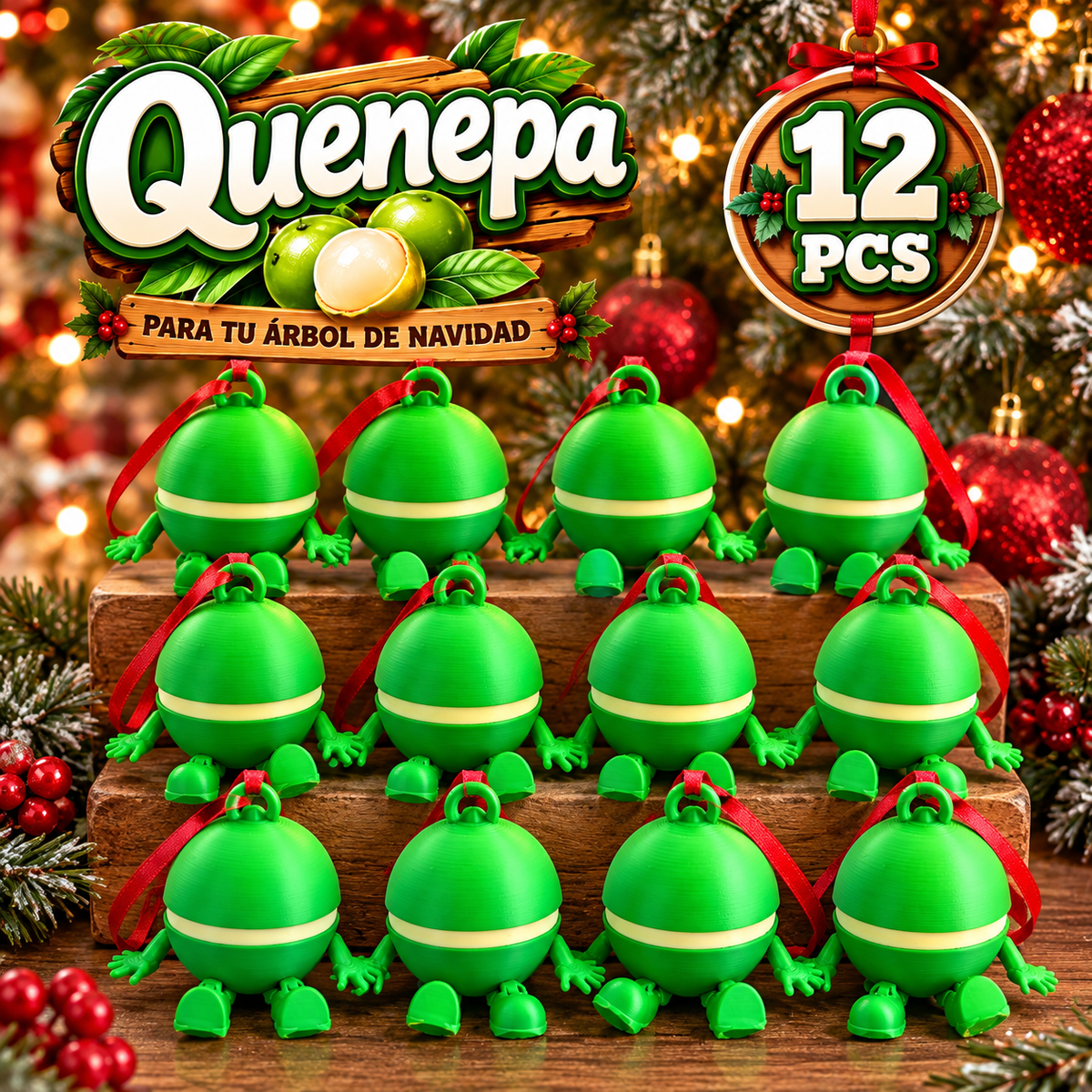 Quenepa Navideña 3D – Decoración para el Árbol de Navidad