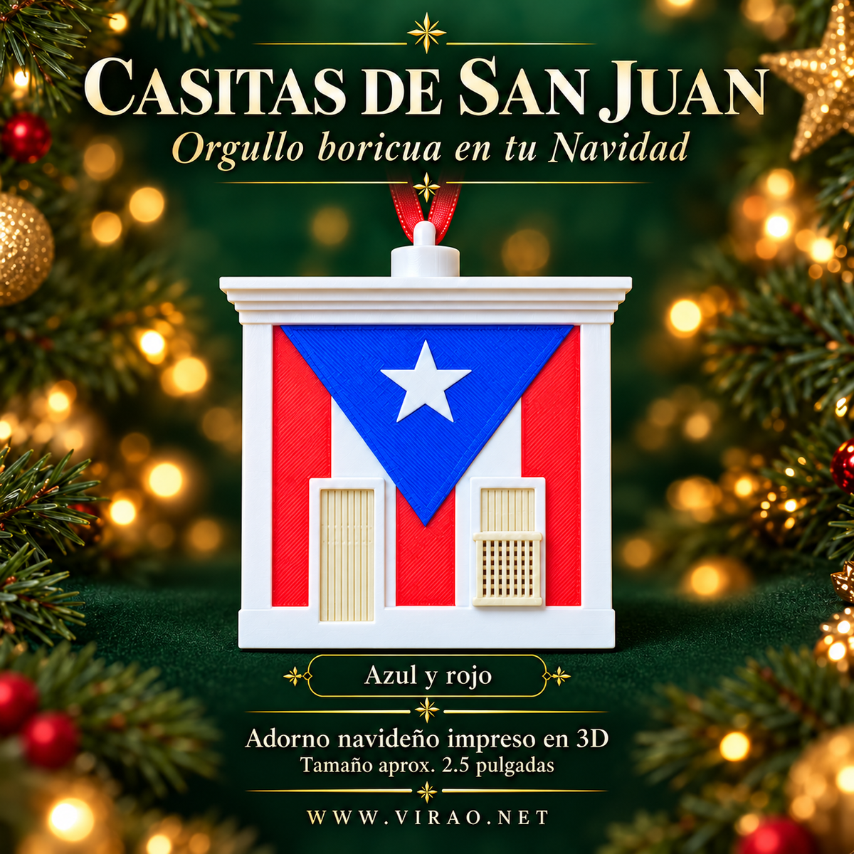 Casitas de San Juan — Adornos Navideños en 3D Estilo 3