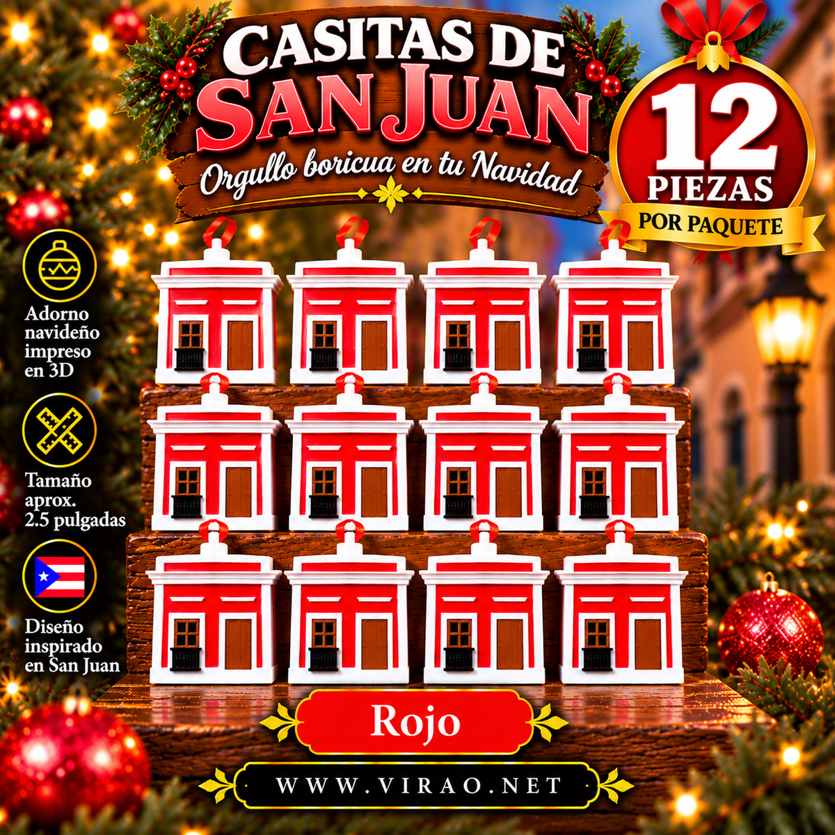Casitas de San Juan — Adornos Navideños en 3D Estilo 6