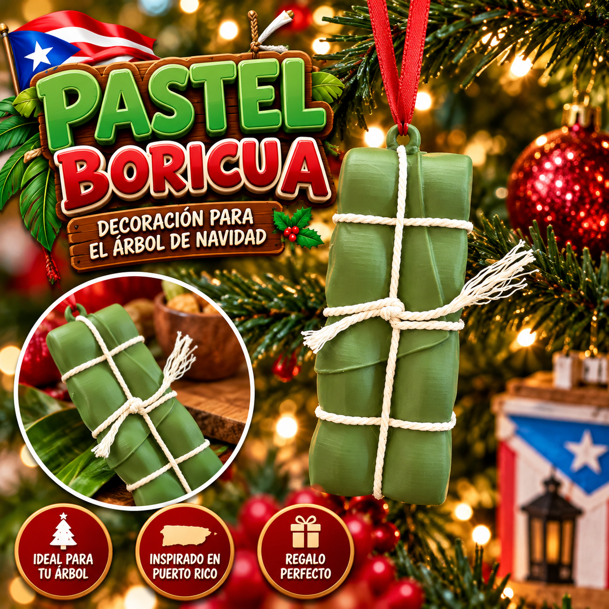 PASTEL BORICUA – DECORACIÓN NAVIDEÑA PARA TU ARBOLITO