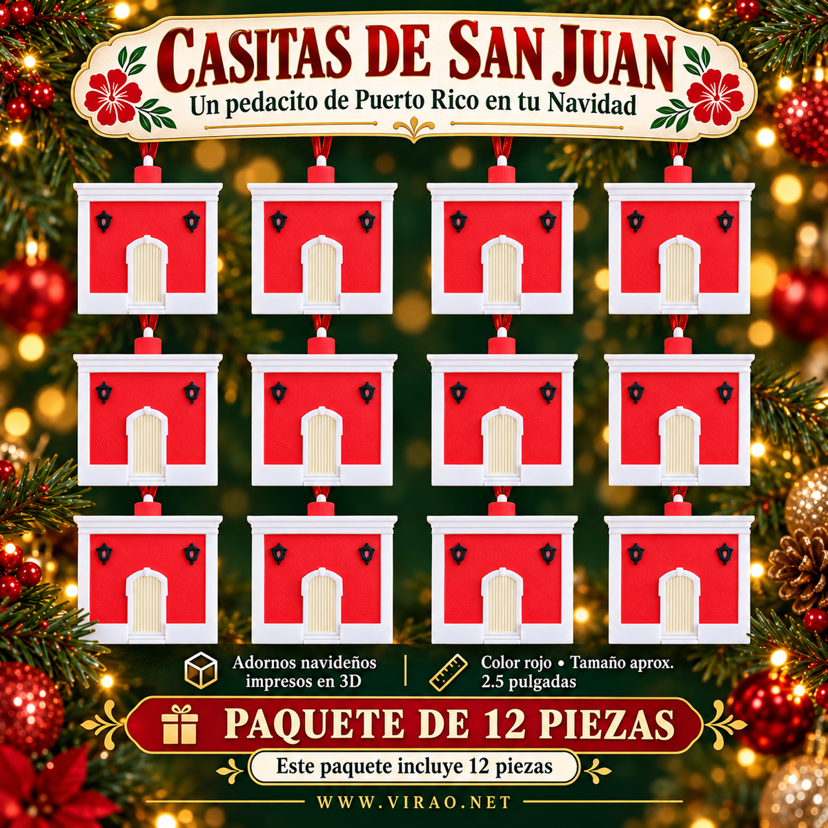 Casitas de San Juan  —  Adornos Navideños en 3D Estilo 1