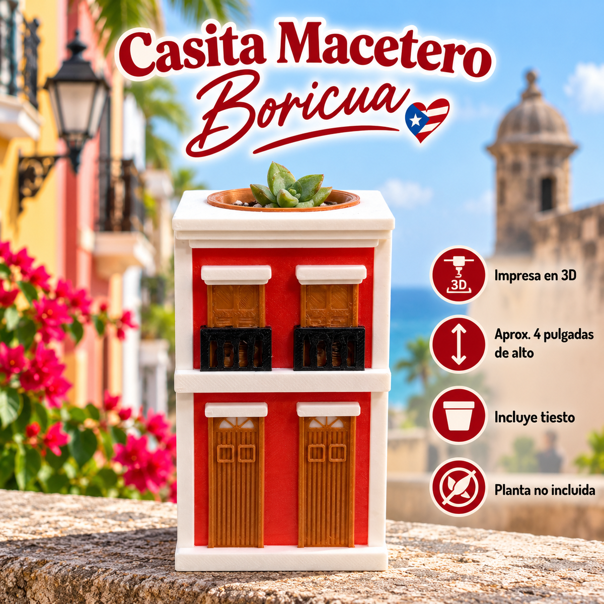 🏠🌺 Casita Macetero Boricua impresa en 3D 🌺🏠