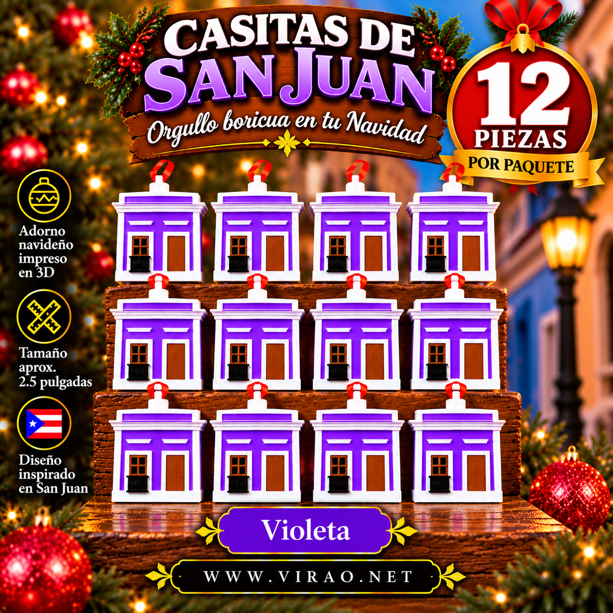 Casitas de San Juan — Adornos Navideños en 3D Estilo 6