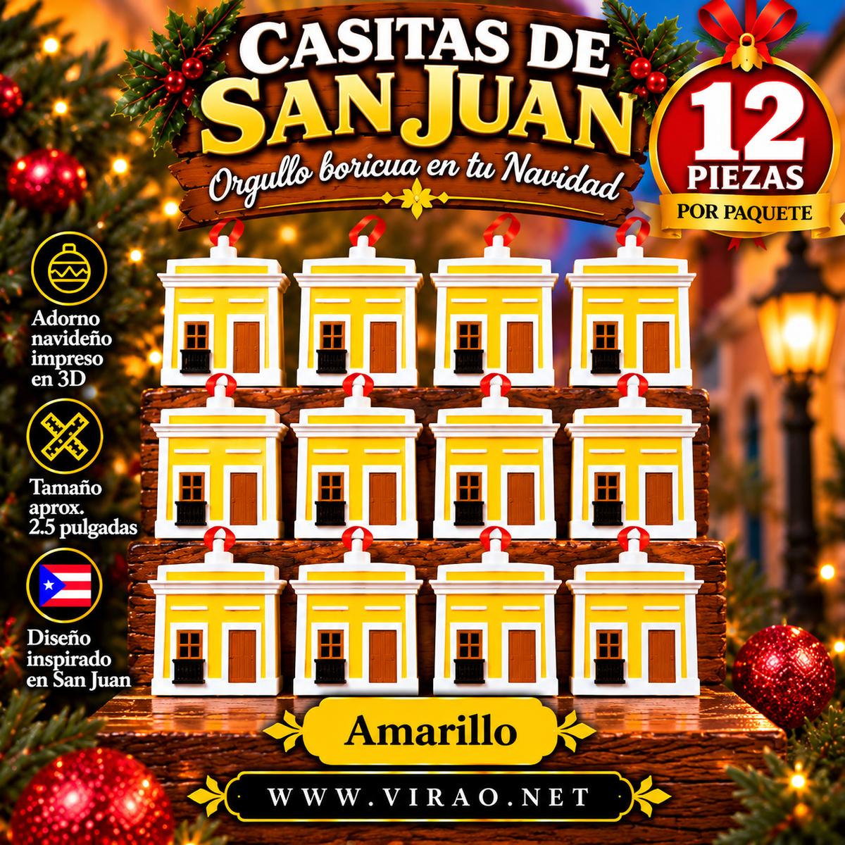 Casitas de San Juan — Adornos Navideños en 3D Estilo 6