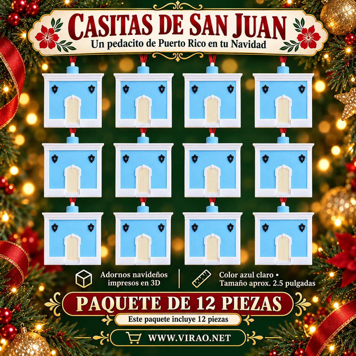 Casitas de San Juan  —  Adornos Navideños en 3D Estilo 1
