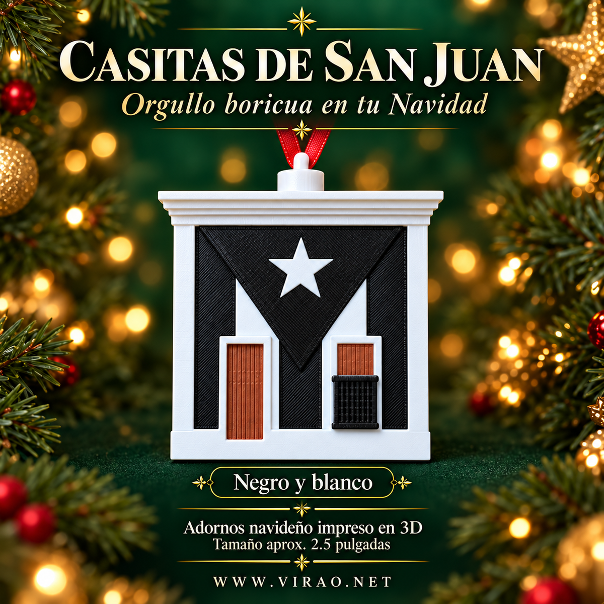 Casitas de San Juan — Adornos Navideños en 3D Estilo 3