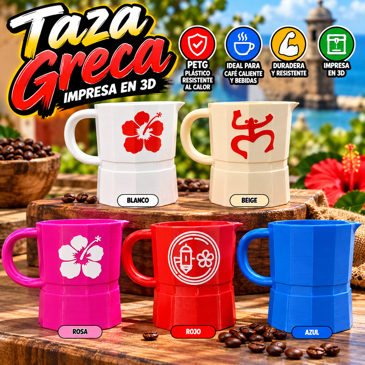 Tazas Greca impresas en 3D