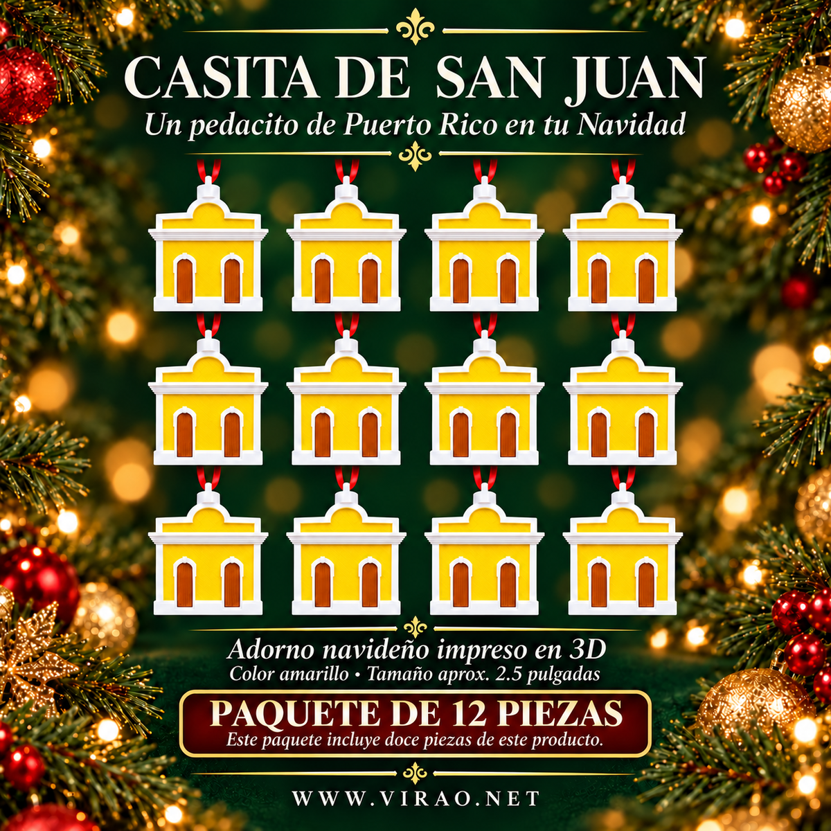 Casitas de San Juan — Adornos Navideños en 3D Estilo 2