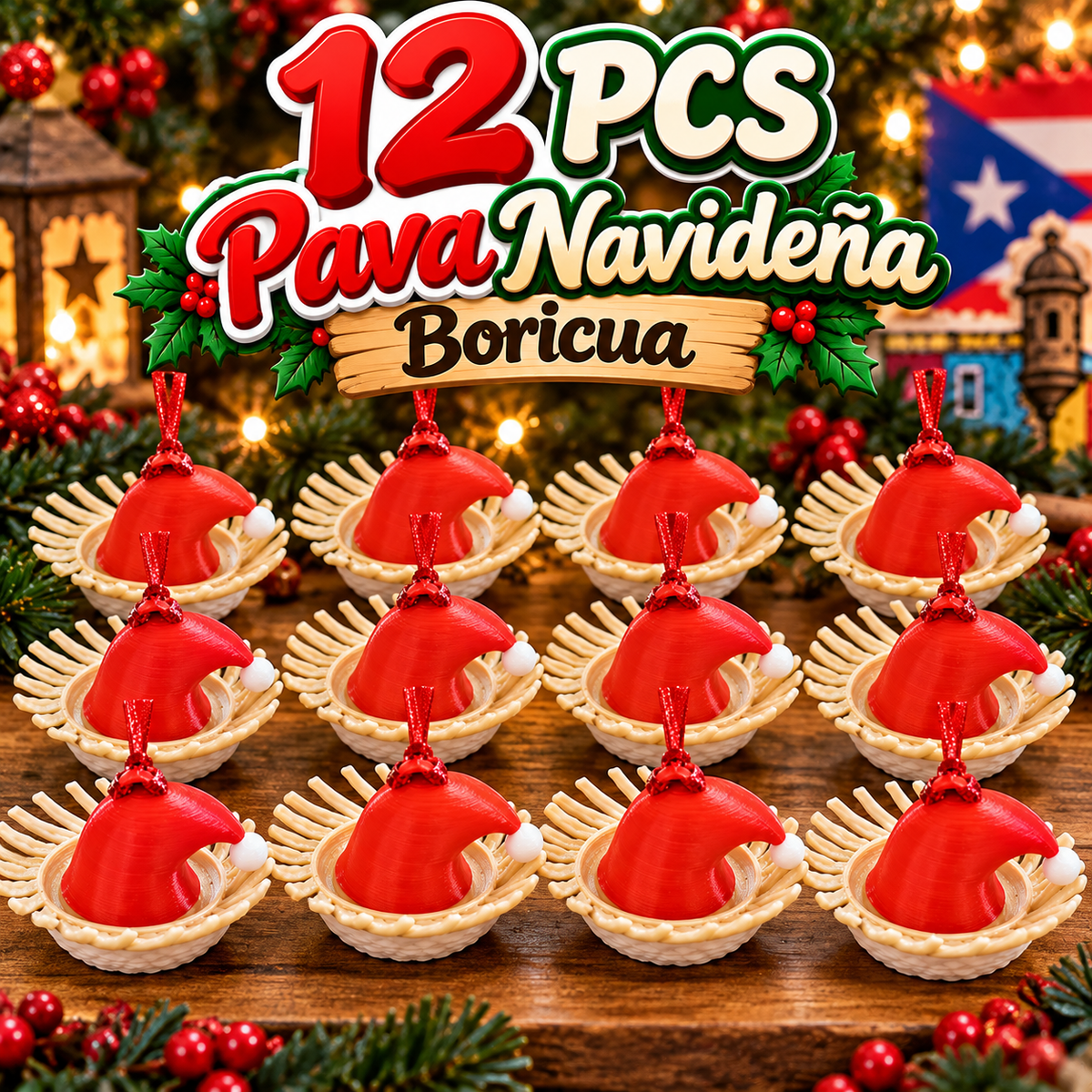 PAVA NAVIDEÑA BORICUA – DECORACIÓN PARA EL ÁRBOL DE NAVIDAD 🇵🇷🎄
