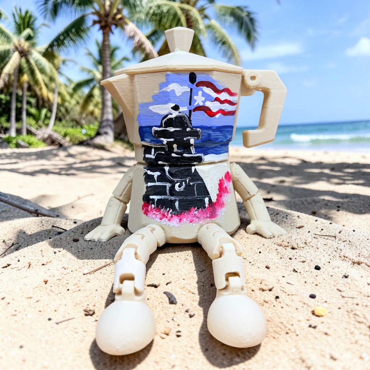 Greca Boricua 3D Med Pintada a Mano